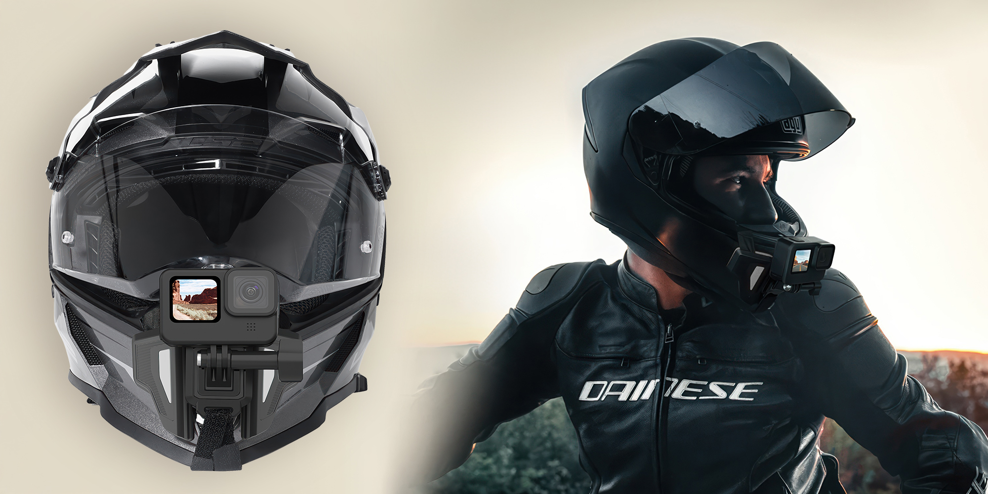 Mocowanie na kask motocyklowy Telesin GP-HBM-MT2-YH do kamer sportowych - szare